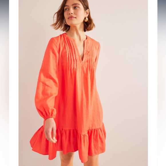 Boden Tiered Linen Mini Dress size 8 - Picture 1 of 9